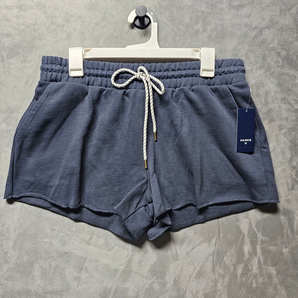 Parke x Target Navy Blue French Terry Sweat Shorts Raw Hem PCD007M Womens Size M